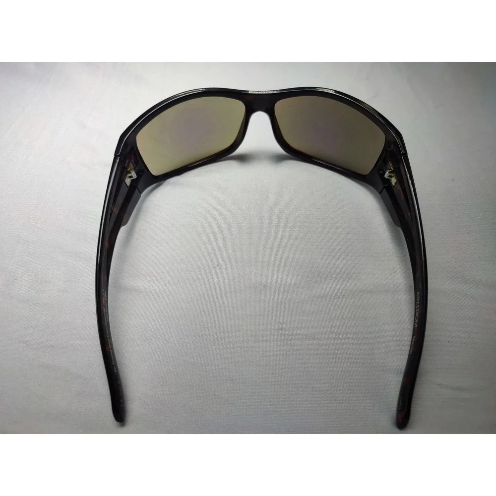 Kreedom Lincoln Tortoise Wrap Sunglasses Blue Mirror Lens Cat 3 Men